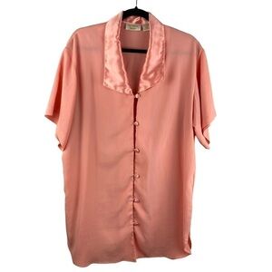 VINTAGE Victoria's Secret Gold Label Pink Button Down Sleep Shirt Small